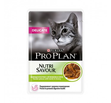 ПРО ПЛАН Влажный корм Purina Pro Plan Delicate для кошек с чувствительным пищеварением, ягнёнок, 85 г